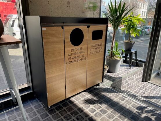 Poubelle de tri sélectif en compact HPL | PF511CP - Poubelle