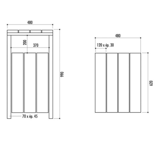  Poubelle en bois Alicante 80 litres - Pin du nord traité autoclave - NORMEQUIP