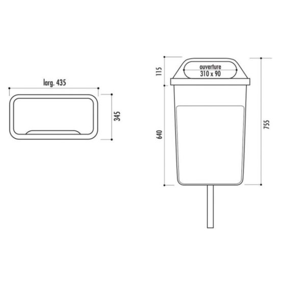  Poubelle extérieur plastique 50 litres - NORMEQUIP