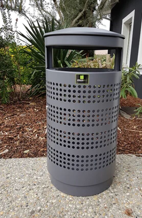 Poubelle urbaine cylindrique et intemporel pour gestion de déchets | AUSTRALIA PERFORÉE Vigipirate Design - Poubelle
