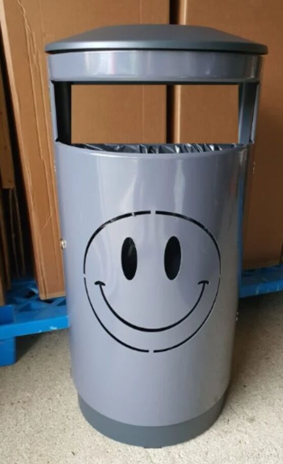 Poubelle urbaine en acier galvanisé pour gestion et collecte de déchets | SMILEY PARK Ludique  - produit présenté par URBANECO 42