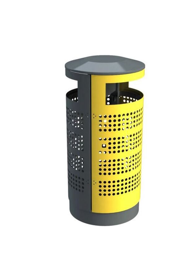 Poubelle urbaine Vigipirate Design pour gestion de tri sélectif de déchets | AUSTRALIA PERFORÉE TRI 2 FLUX - produit présenté par URBANECO 42