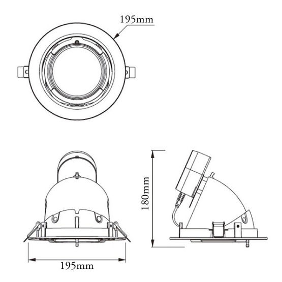 Projecteur encastré LED pour illumination d&#039;accentuation de 38 W de puissance | Projecteur LED rond orientable 38W IP20 3000K - produit présenté par COLINTER AMPOULES SERVICE