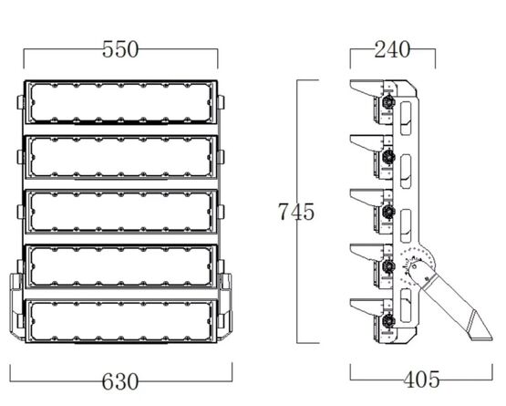  Projecteur LED haute puissance | FL3 Series SRSTAL1250W-230V-F3 pour éclairage extérieur industriel - SGS DISTRIBUTION (LED LIGHT PROJECT)
