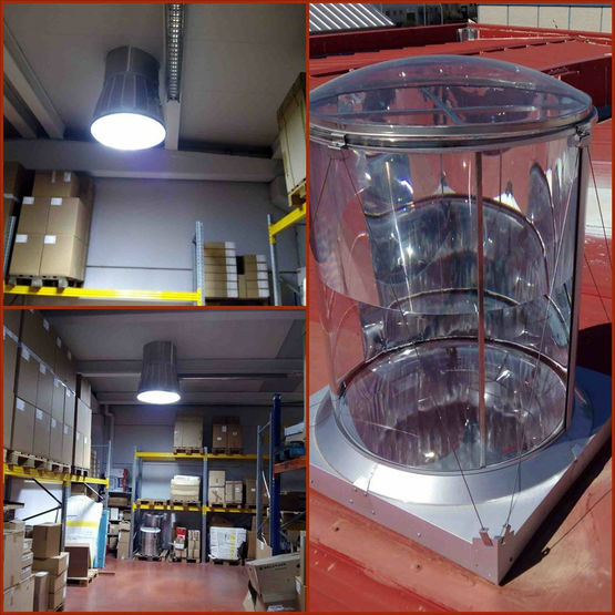 Puit de lumière avec dôme collecteur pour bâtiments industriels | Solatube SkyVault M74DS-C