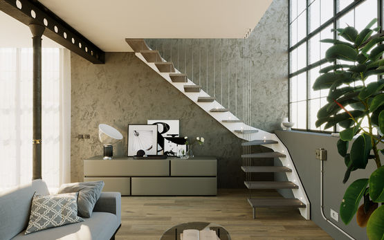  Rampe d’escalier en acier inox satiné | ARPA - RINTAL - VALEF