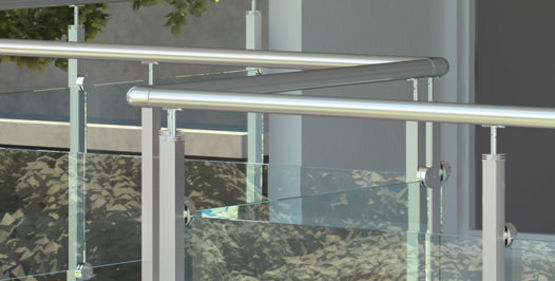  Rampe en verre et Inox pour installations en extérieur | Qube  - Escalier en métal