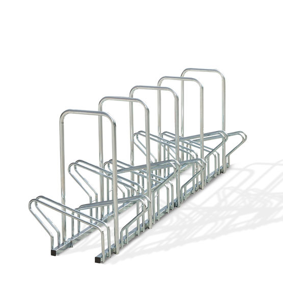 Râtelier 10 vélos face à face sur 2 niveaux avec arceaux pour antivol