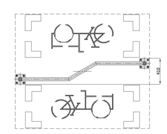  Range deux-roues | Appui Vélo Cargo Double en acier galvanisé - Abri vélo