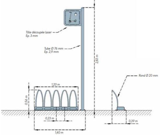  Range-trottinettes | Trotti’Parc en acier pour espaces publics - SEMCO