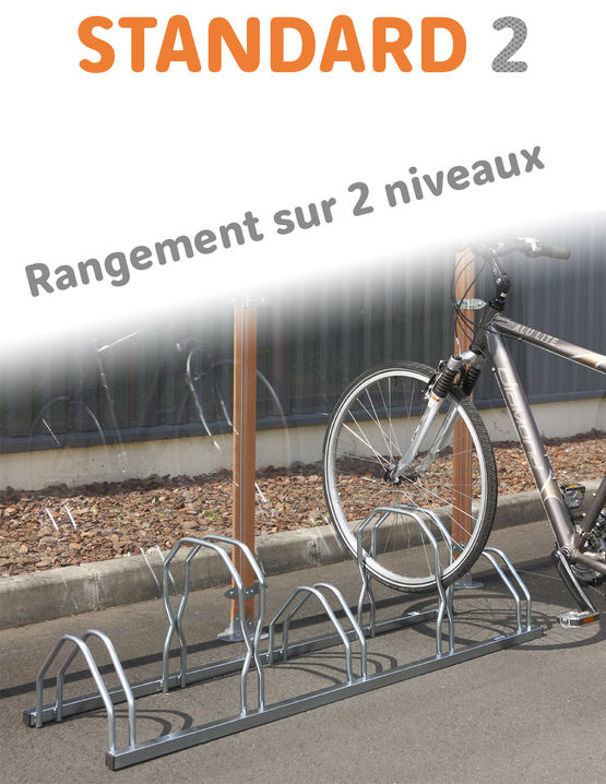 Range vélos au sol 6 vélos 2 niveaux galvanisé