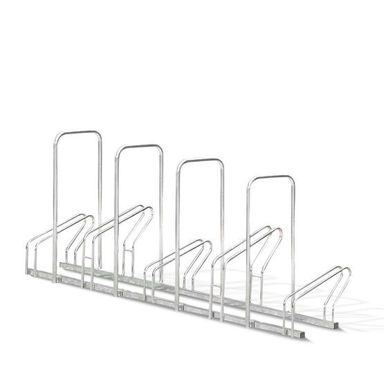 Râtelier 5 vélos côte à côte sur 2 niveaux avec arceaux pour antivol