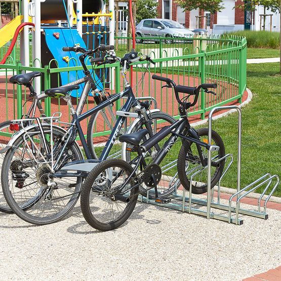  Râtelier 5 vélos côte à côte sur 2 niveaux - Abri vélo