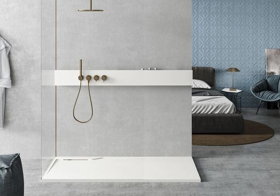 Receveur de douche avec position de vidage asymétrique | TWINS - produit présenté par HIDROBOX - ABSARA INDUSTRIAL