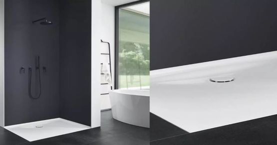  Receveur de douche en acier titane vitrifié | BetteFloor Side avec Rebords Relevés  - BETTE