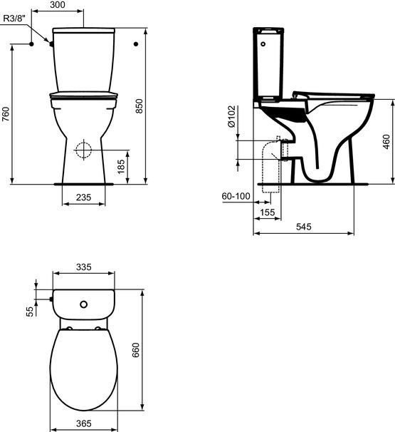  Réservoir pour WC avec alimentation latérale | Ulysse P018901 - PORCHER