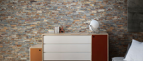  Revêtement décoratif en ardoise naturelle pour murs intérieurs | DECOPANEL MULTICOLOR - Plaquette de parement / Brique de verre