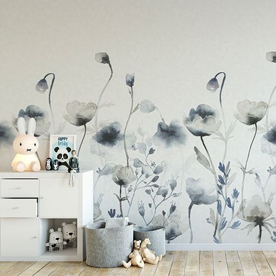  Revêtement mural intissé au décor de fleurs sauvages | Morängen Kubel Kids Sandberg - Papiers peints et papiers peints vinyles