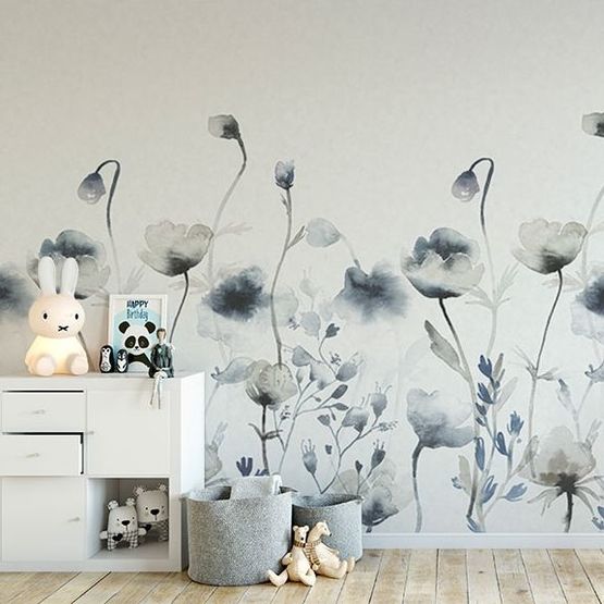 Revêtement mural intissé au décor de fleurs sauvages | Morängen Kubel Kids Sandberg - Papiers peints et papiers peints vinyles