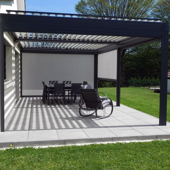 Rideau motorisé en toile pour pergola bioclimatique ARCHITECT | ST-RENF-COUL-ARCHITECT - produit présenté par ALSOL.FR