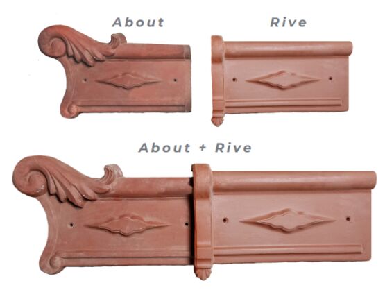 Rive avec recouvrement en terre cuite | LOSANGE / FLEUR  - produit présenté par TERRES CUITES D'OCCITANIE