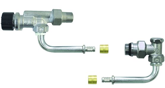  Robinet de radiateur à équilibrage dynamique et raccordement simple | Kit RK HDB - Radiateurs à eau chaude horizontaux