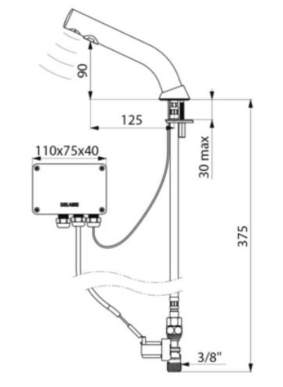  Robinet électronique de lavabo sur plage BLACK BINOPTIC | 378035 - Robinet monofluide