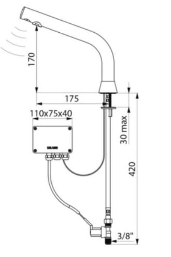 Robinet électronique de lavabo sur plage BLACK BINOPTIC | 388035 - Robinet monofluide
