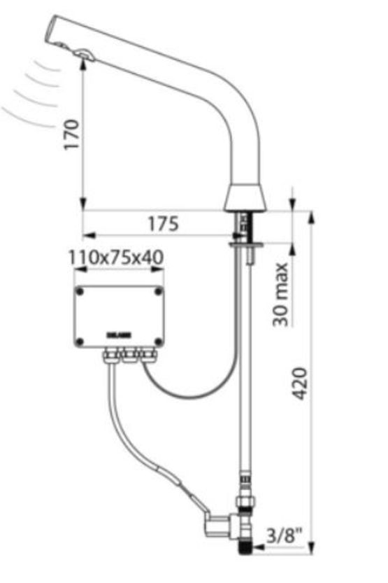  Robinet électronique de lavabo sur plage BLACK BINOPTIC | 388035 - Robinet monofluide