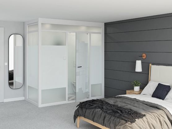 Salle d&#039;eau avec douche, meuble vasque et wc | Modulo XL Luxe - produit présenté par KING D'EAU