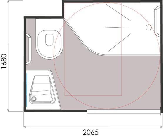 Salle de bain préfabriquée à surface optimisée pour logement | IRIS | Gamme BAUDET INTIAL - produit présenté par BAUDET