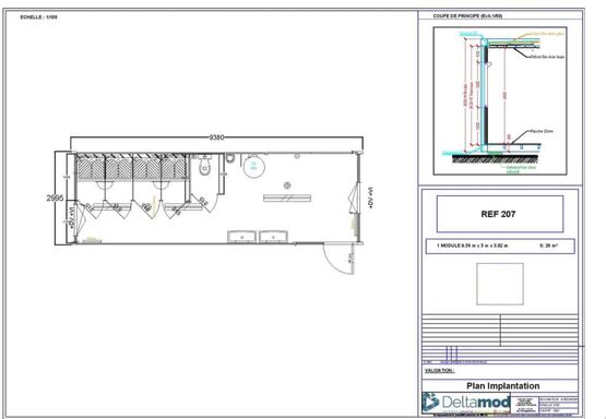  Sanitaire modulaire d&#039;occasion 207 - 28 m² | Cougnaud - Bungalows et bâtiments préfabriqués