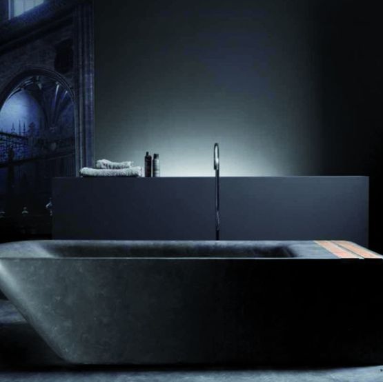  Sanitaires design en marbre noir ou beige et bois de teck | Natural Série SIMI - KRAMER