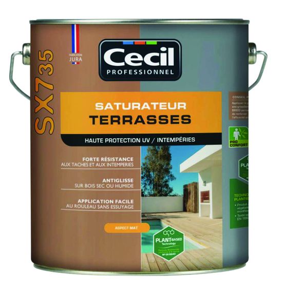  Saturateur biosourcé haute résistance pour bois extérieurs horizontaux | Cecil Pro SX735 - GROUPE V33