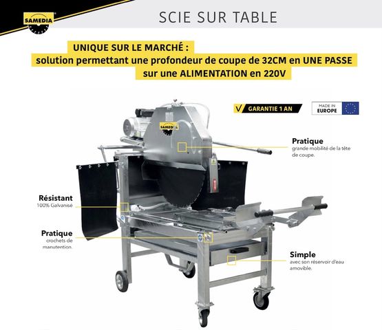  Scie sur table pour découpe de briques ou parpaings | CTS 760 - SAMEDIA
