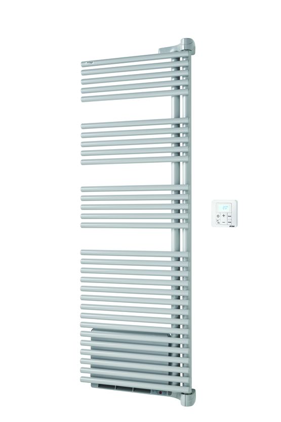  Sèche-serviette tubulaire asymétrique et pivotant en 2 hauteurs avec soufflant  | Cala Twist Air - ACOVA