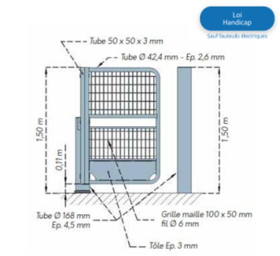  Sélectif d’accès | U oscillant Standard réhaussé en acier - SEMCO