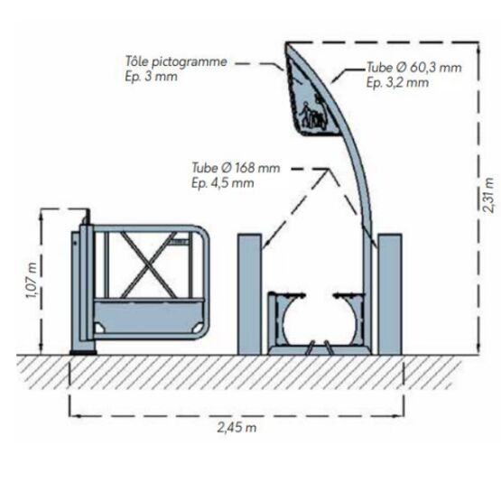  Sélectif U oscillant | U oscillant standard avec Pass’Vélos pour contrôle d’accès piéton et cyclable - SEMCO