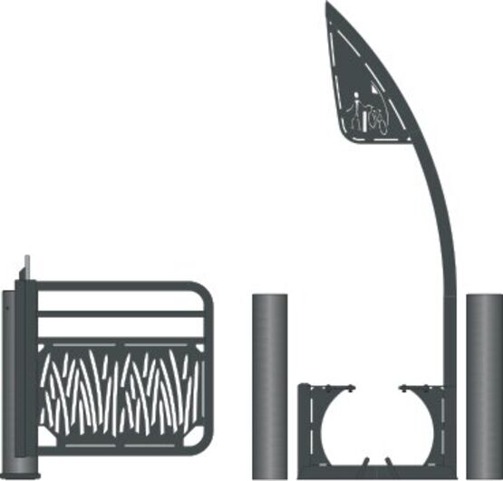  Sélectif U oscillant | U oscillant standard avec Pass’Vélos pour contrôle d’accès piéton et cyclable - Portillons acier
