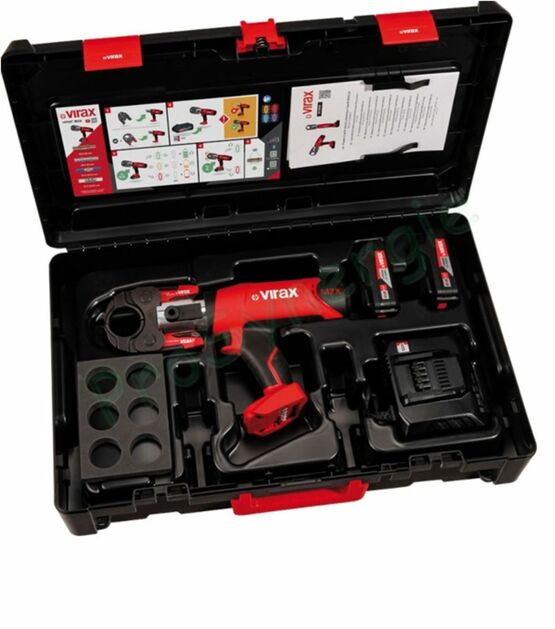  Sertisseuse Viper M2X Virax - Coffret 2 batteries 18V et chargeur avec Pince mère et sans Inserts - Capacité maxi métal 28 mm et composites 40 mm - PROSYNERGIE