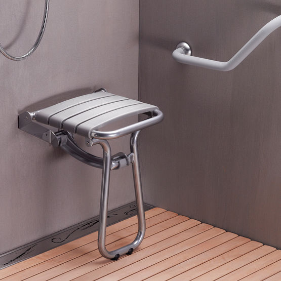  Siège de douche escamotable Pellet avec béquille automatique | 047642 - Siège de douche