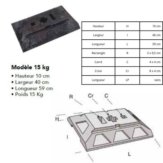 Socle noir en composite 15kg