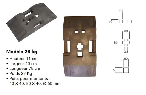 Socle noir en composite 28kg