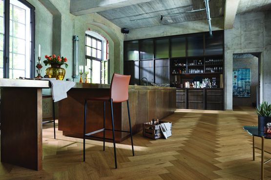  Sol en fibres de bois pressé aspect naturel à lames larges ou à bâtons rompus | Lindura HD400 - MEISTERWERKE