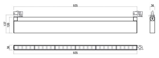  Spot apparent LED sur rail 3 allumages | Quattro - NÉON FRANCE