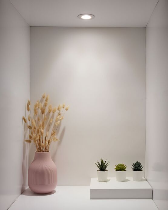 Spot LED fix plast D87 mm H60 mm IP65 6W 3 000 K 550 lm dim 40° Class II | 166103 - Spots encastrés