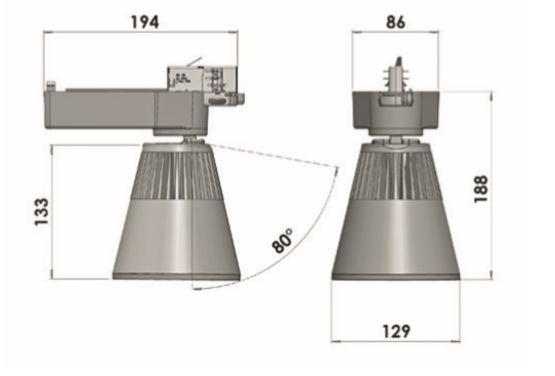  Spot sur rail forte puissance Neal Led | LEAN42W4 - Spots sur rail ou câble