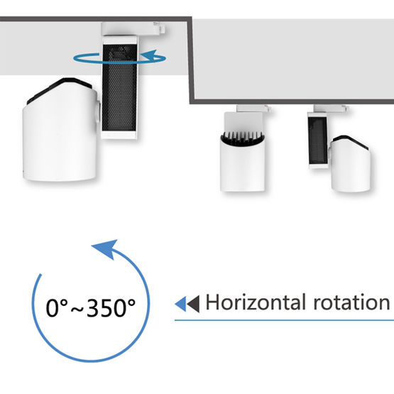  Spot sur rail pivotable verticalement et horizontalement | Spot sur rail Taurus 3 phases de 18W à 35W - Spots sur rail ou câble