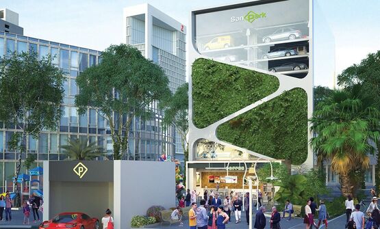  Structure accueillant des véhicules sur une plate-forme à mouvement vertical | SkyPark SW - CARPARK SYSTEM