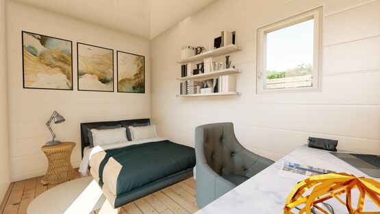 Studio jardin - lodge - chambre - atelier - box -cube  13m² - logement modulaire d&#039;urgence - produit présenté par BATI-FABLAB 